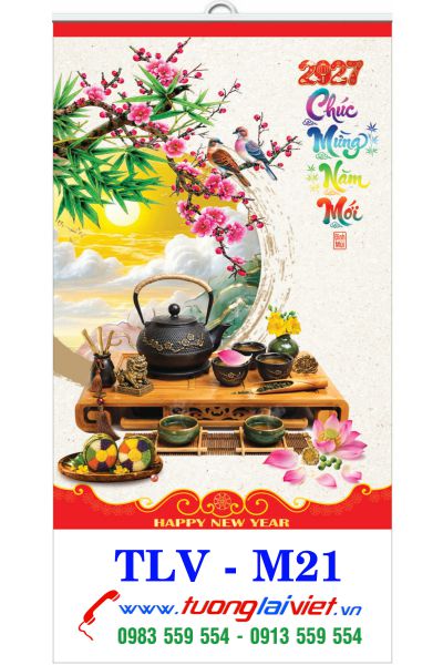 In Lịch nẹp thiếc Chữ Thư Pháp