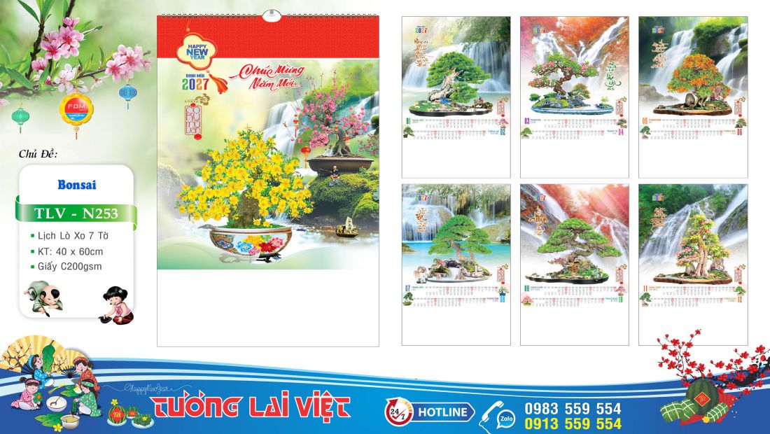 Lịch treo tường 7 tờ Cây Cảnh