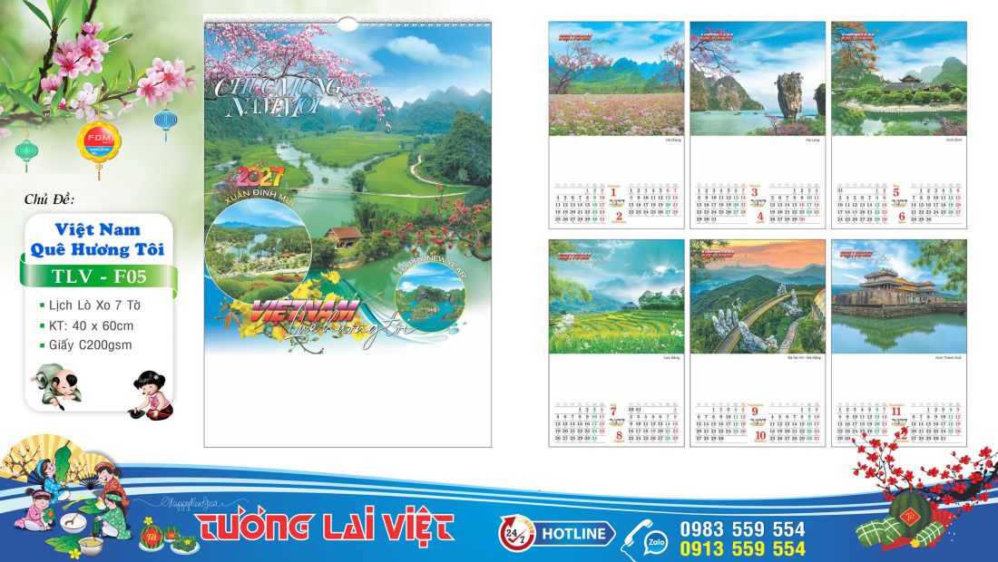 Lịch treo tường 7 tờ Phong Cảnh Việt Nam