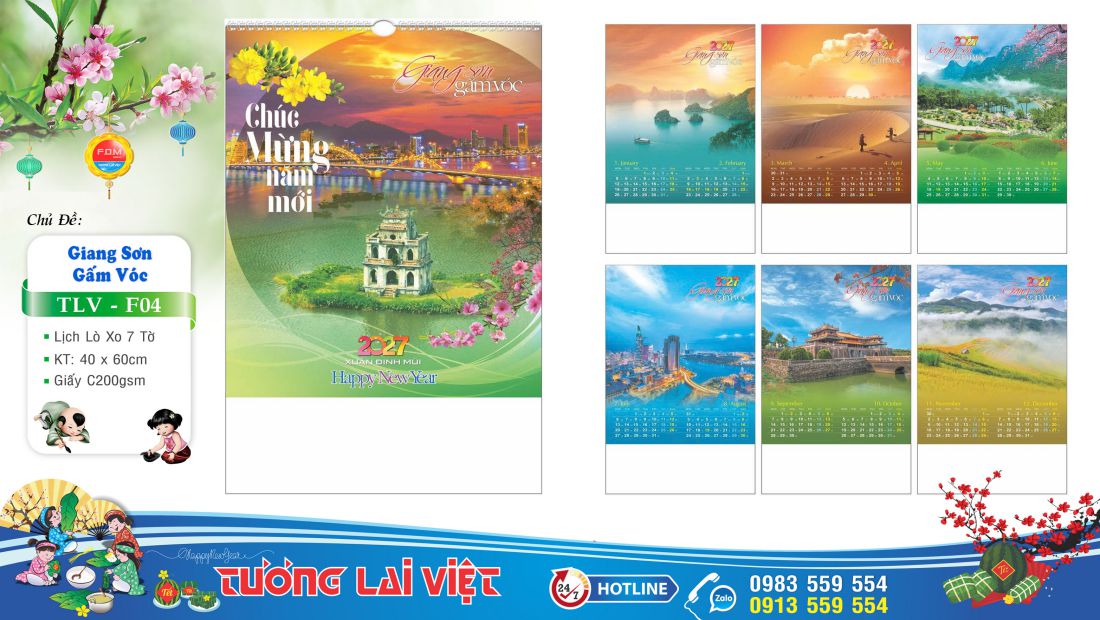 Lịch treo tường 7 tờ Thắng Cảnh